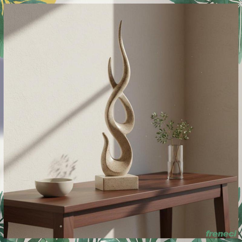 [Freneci] Escultura De Chama Abstrata Elegante Destaque Moderno Torção Estátua Textura De Arenito Decoração De Casa Para