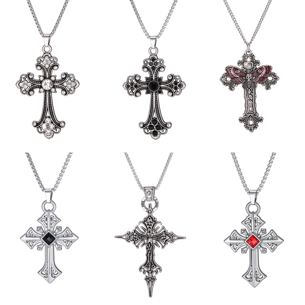 Vnox Vintage Ornamentado Cruz Colar Masculino, Aço Inoxidável Punk Hip Hop Unissex Fé Moderno Urbano Streetwear Clube P · foto 2