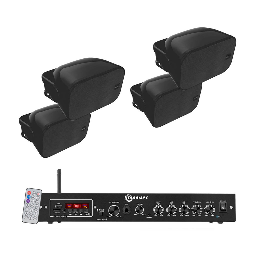 Kit som ambiente Taramps THS 3600 com 4 caixa bsa aw6 preta