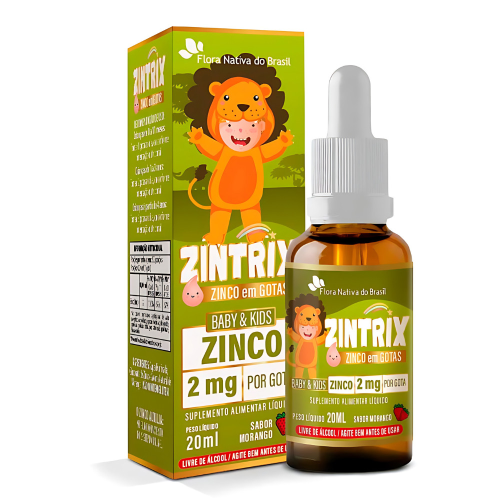 Zintrix ( Zinco 2mg / Gota) 20ml Sabor Morango KIDS