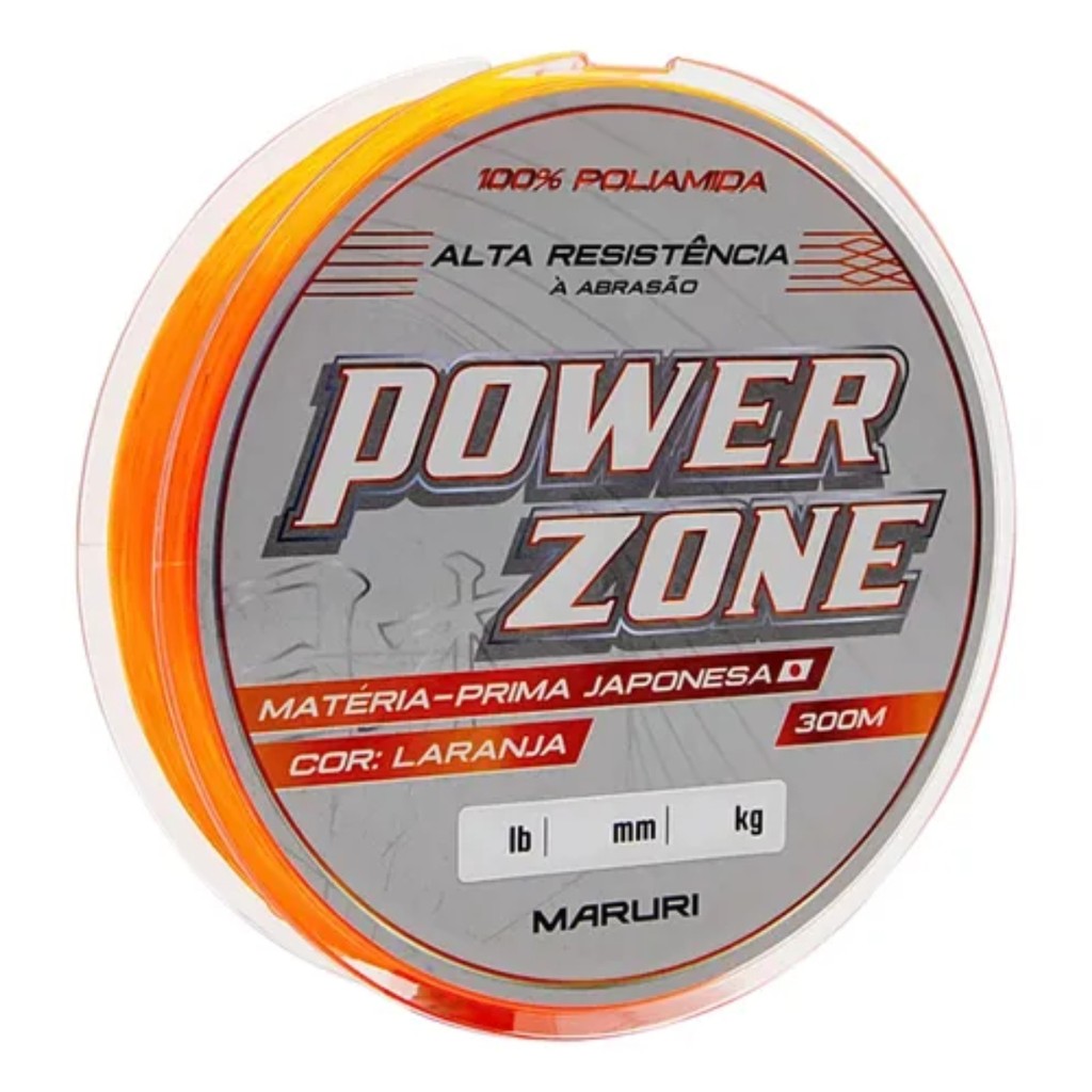 Linha Power Zone Laranja Monofilamento Maruri 300mts 0,33mm