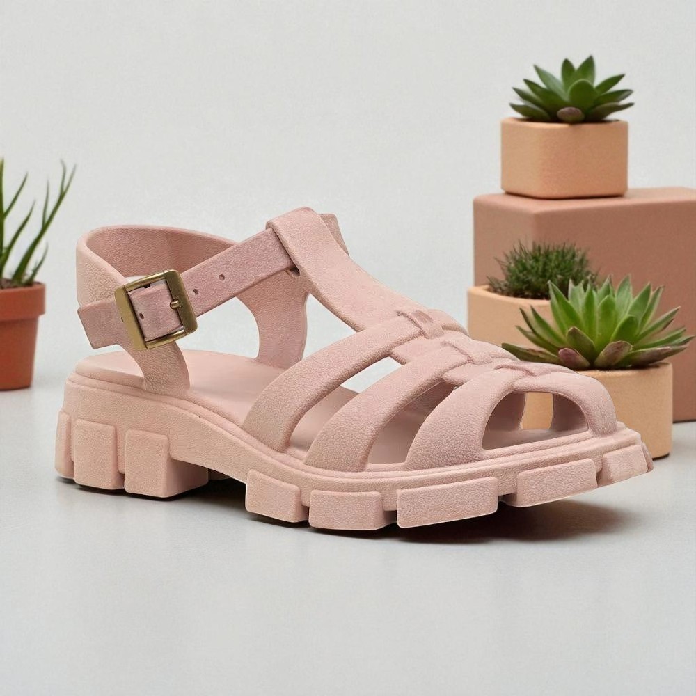 Sandália Feminina Plataforma Tratorada – Estilo Aranha com Fivela, Confortável Gladiadora Fisherman