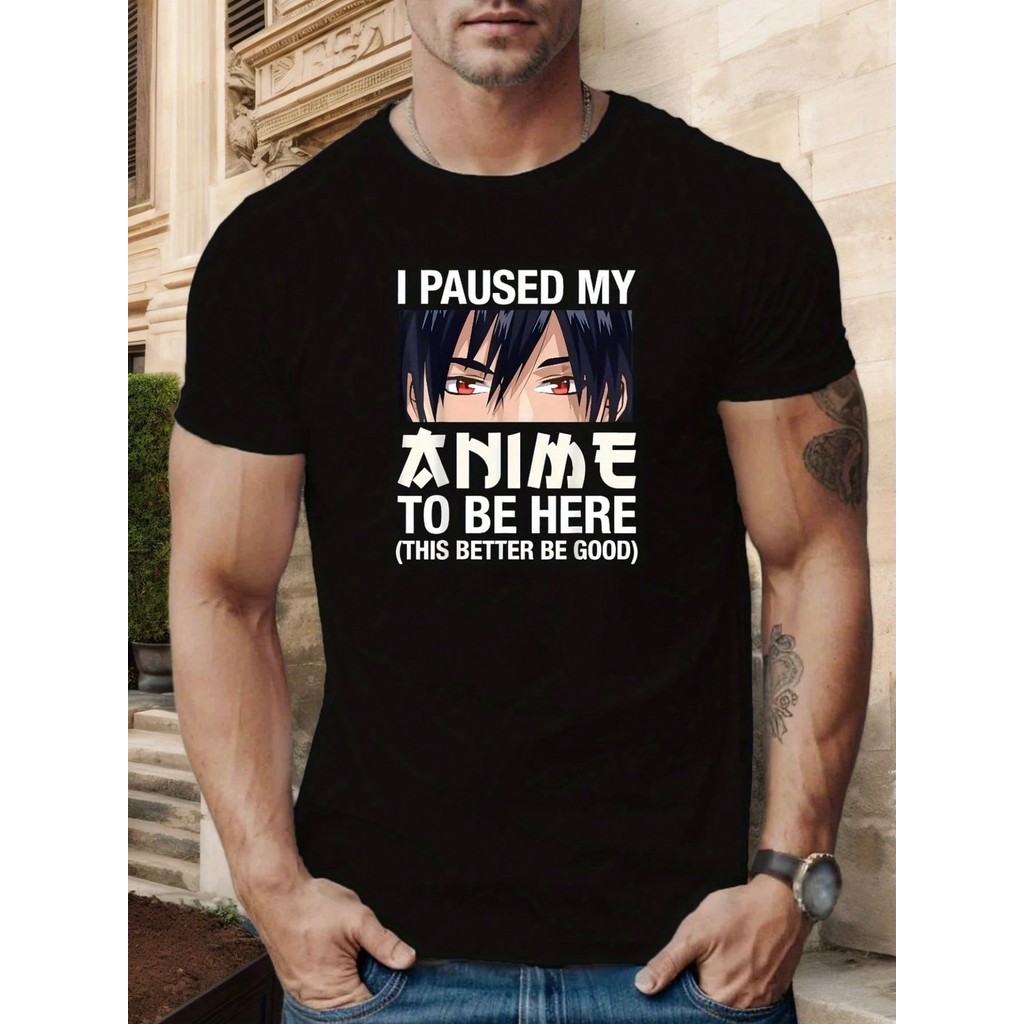 Camiseta Masculina Manga Curta Estampada Anime Mangá Camisa Casual Versátil Confortável & Esportiva Blusa 100% 
