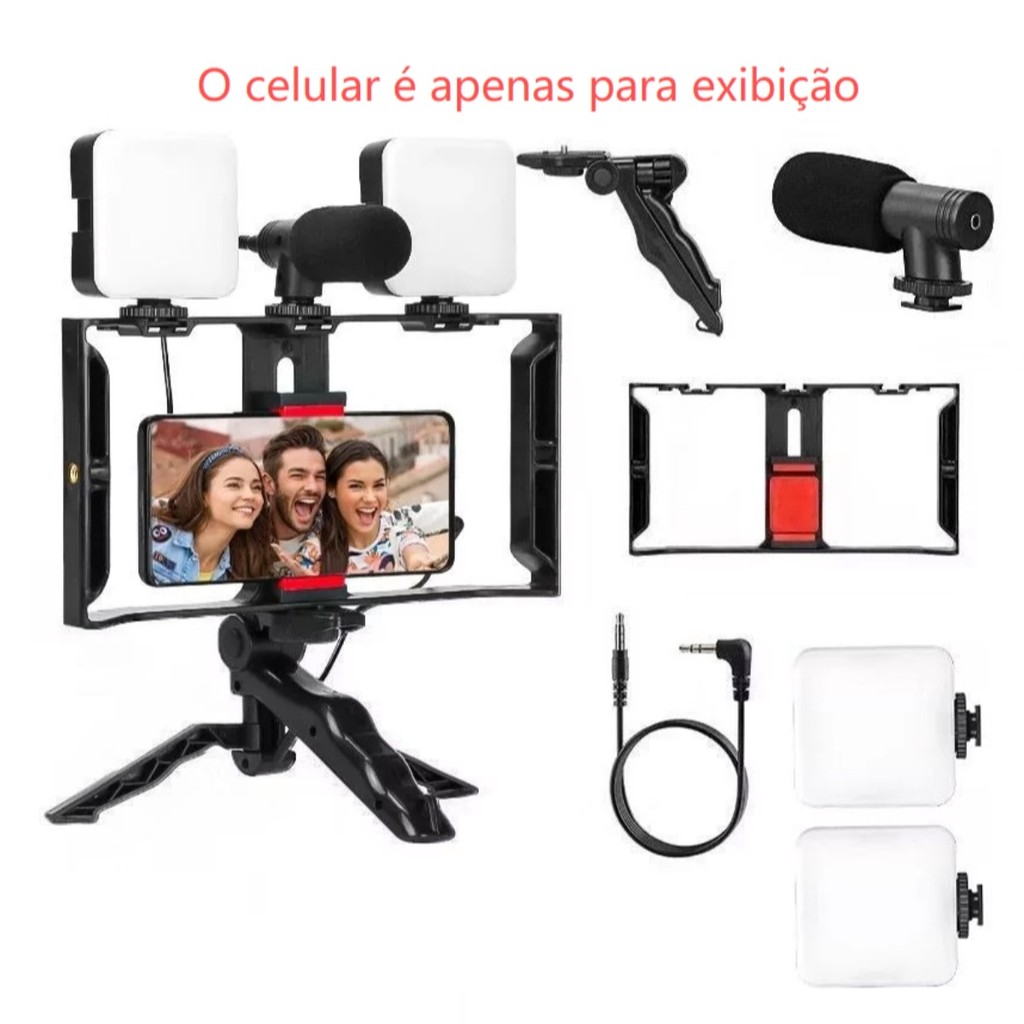 Estabilizador Kit Video Making Suporte De Gaiola De Coelho Com Tripés Móvel Para Celular E Câmera em Oferta na Shopee