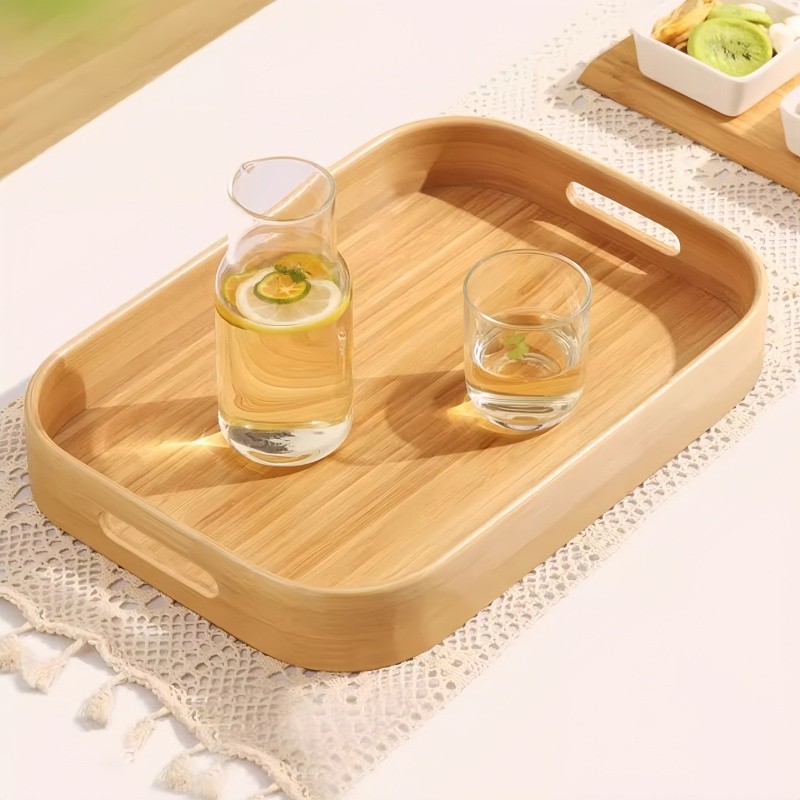 Bandeja Moderna de Bambu para Café da Manhã, Retangular e Decorativa em Oferta na Shopee