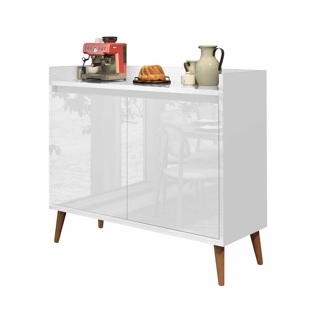 Buffet Aparador Retrô Delux 2 Portas Branco Gloss - MoveisAqui em Oferta na Shopee