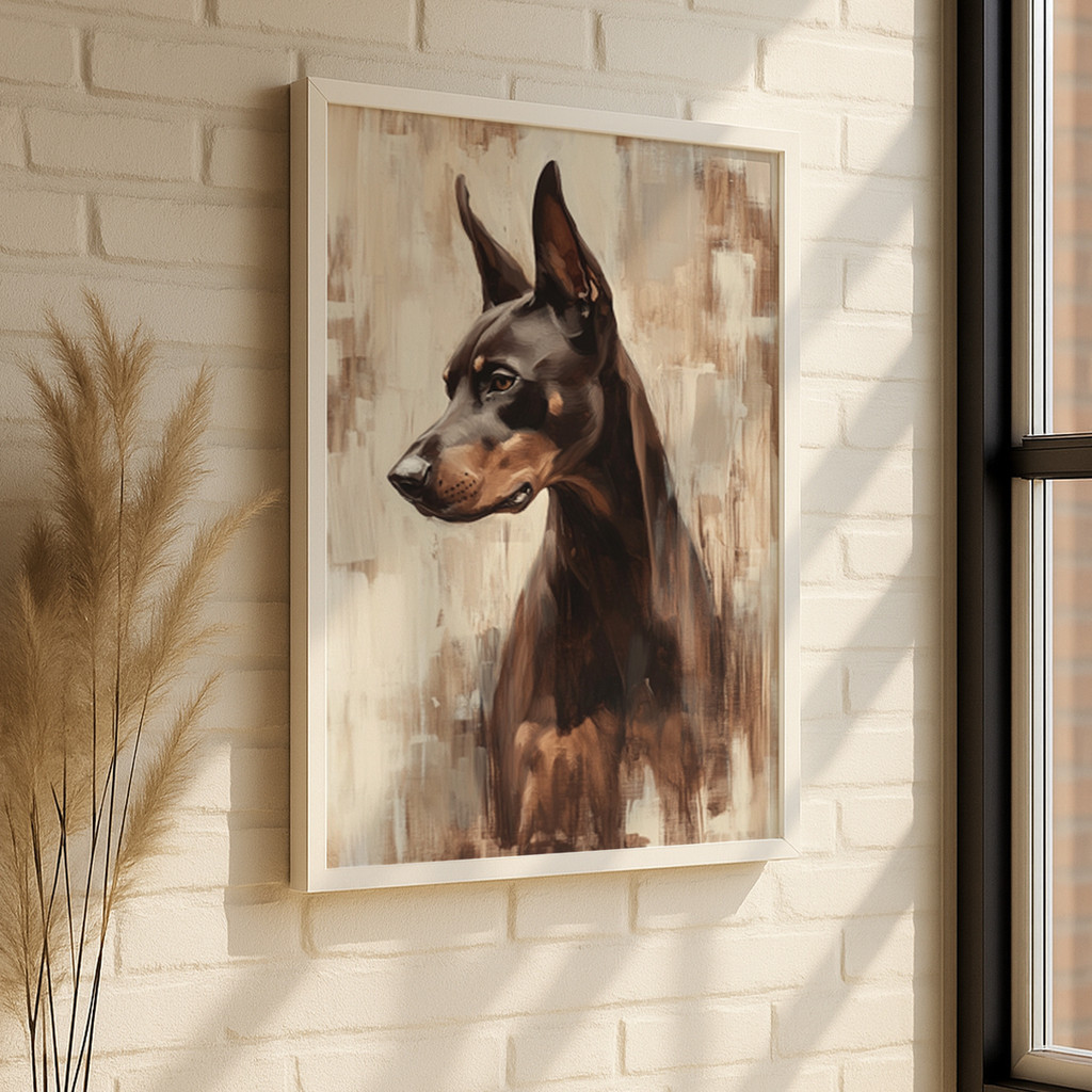 Quadro Doberman – Cão Elegante Protetor Decorativo Moderno Para Sala Quarto Casa Parede