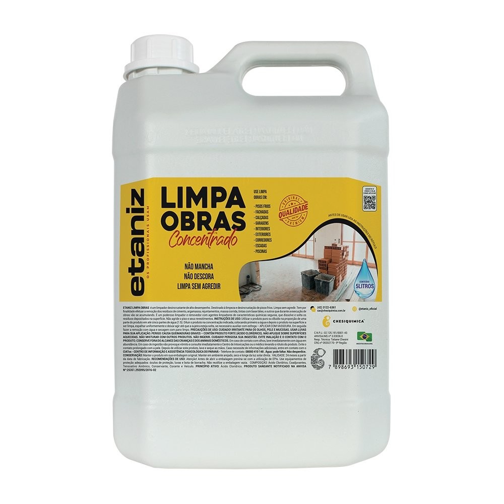 Limpa Obra Etaniz Chesiquímica Concentrado 5 Litros