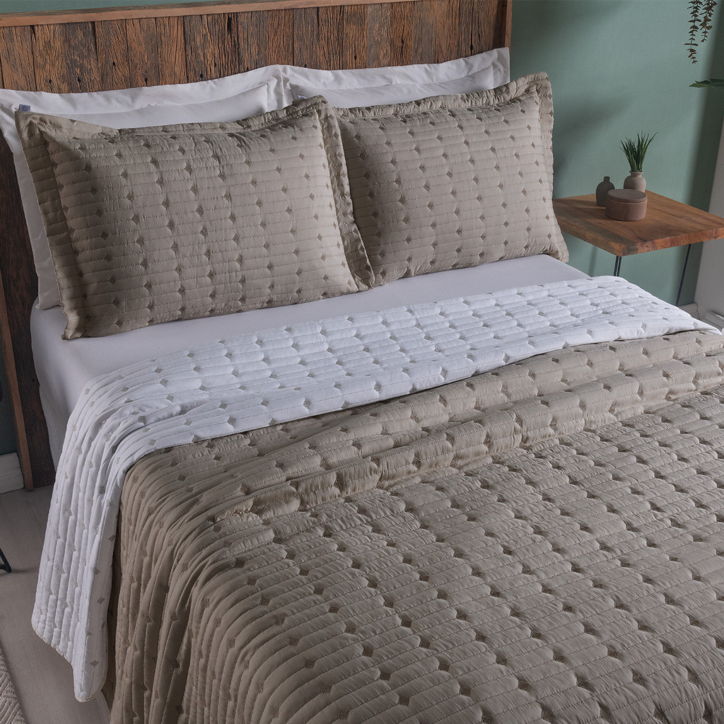 Kit Cobre Leito Bordado Percal 200 Fios DECOR Solteiro/Casal/Queen/King com Porta-Travesseiros