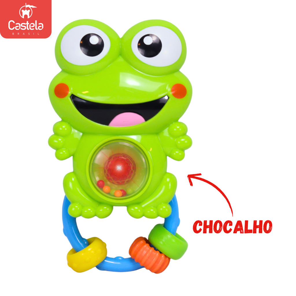 Detalhes do Brinquedo Chocalho Sapinho com Luz e Som - Castela