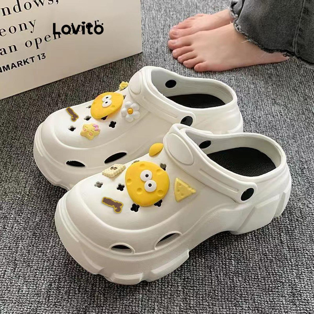 Lovito Sandália Plana Casual De Verão Com Fundo Macio E Sola Grossa Antiderrapante Para Mulheres LFA65204 em Oferta na Shopee