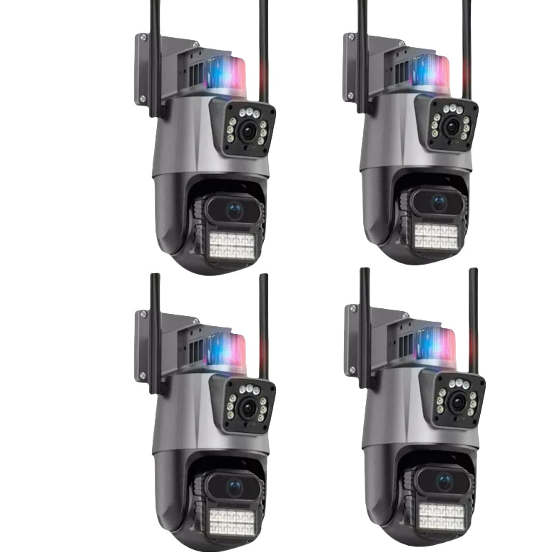 KIT4 Câmera De Segurança Externa Lente V3/ICSEE Dupla ComSirene 4G/WIFI 6mp Full Hd 4K 360graus  Visão Noturna