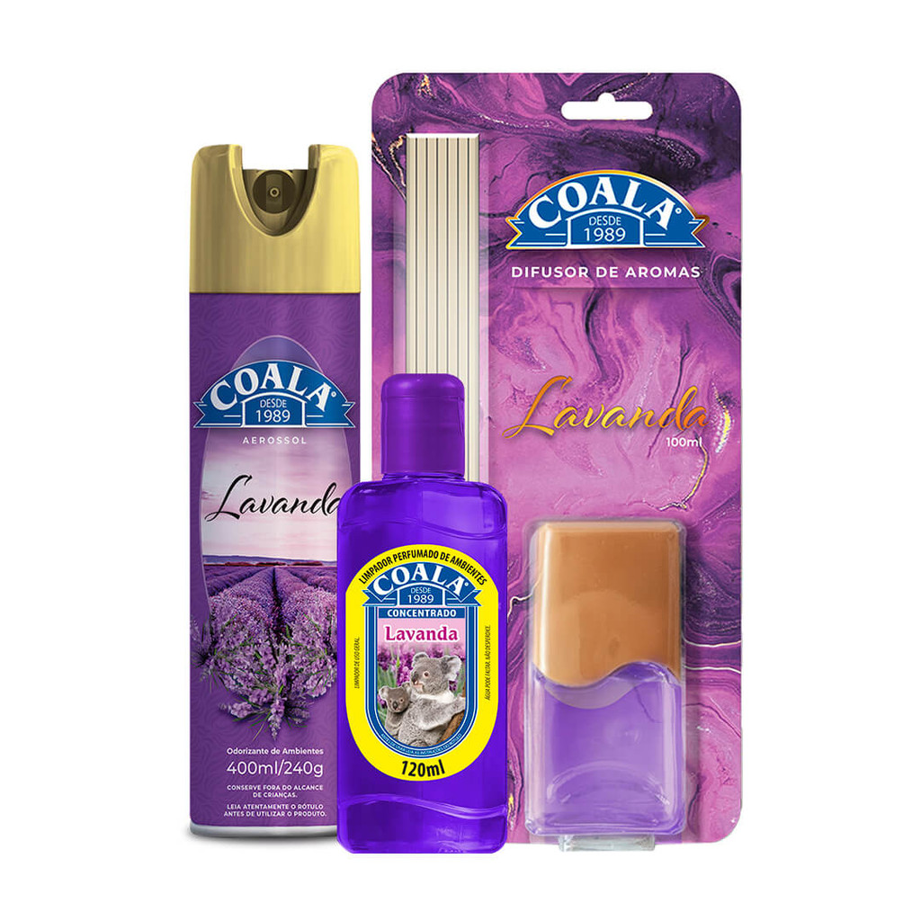 Kit Coala Aerossol + Difusor de Aromas + Limpador Perfumado de Ambientes - Lavanda em Oferta na Shopee
