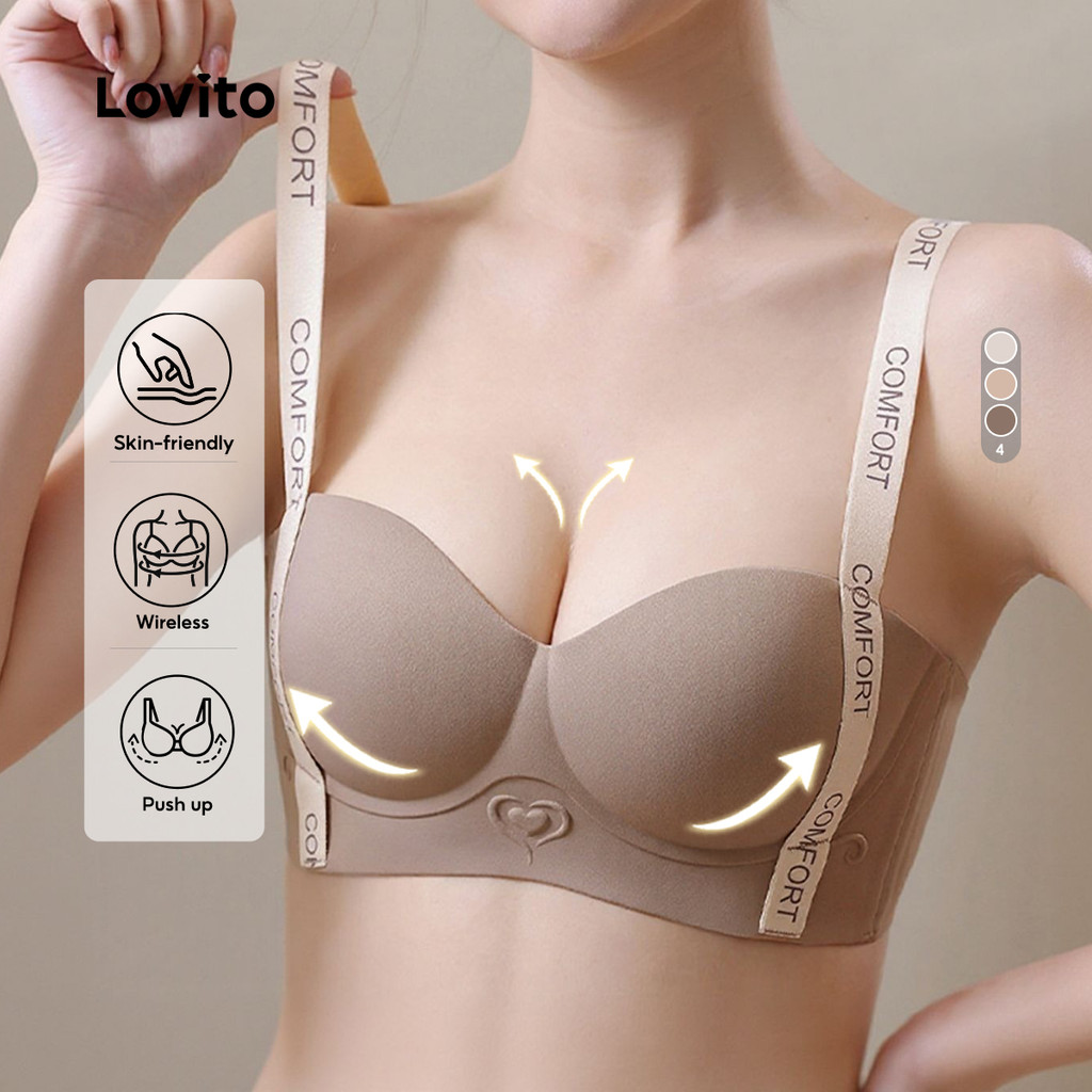 Lovito Bralette Sexy Anti-Flacidez Espuma 3D Colorblock Sem Arame Push Up LNE113133 em Oferta na Shopee