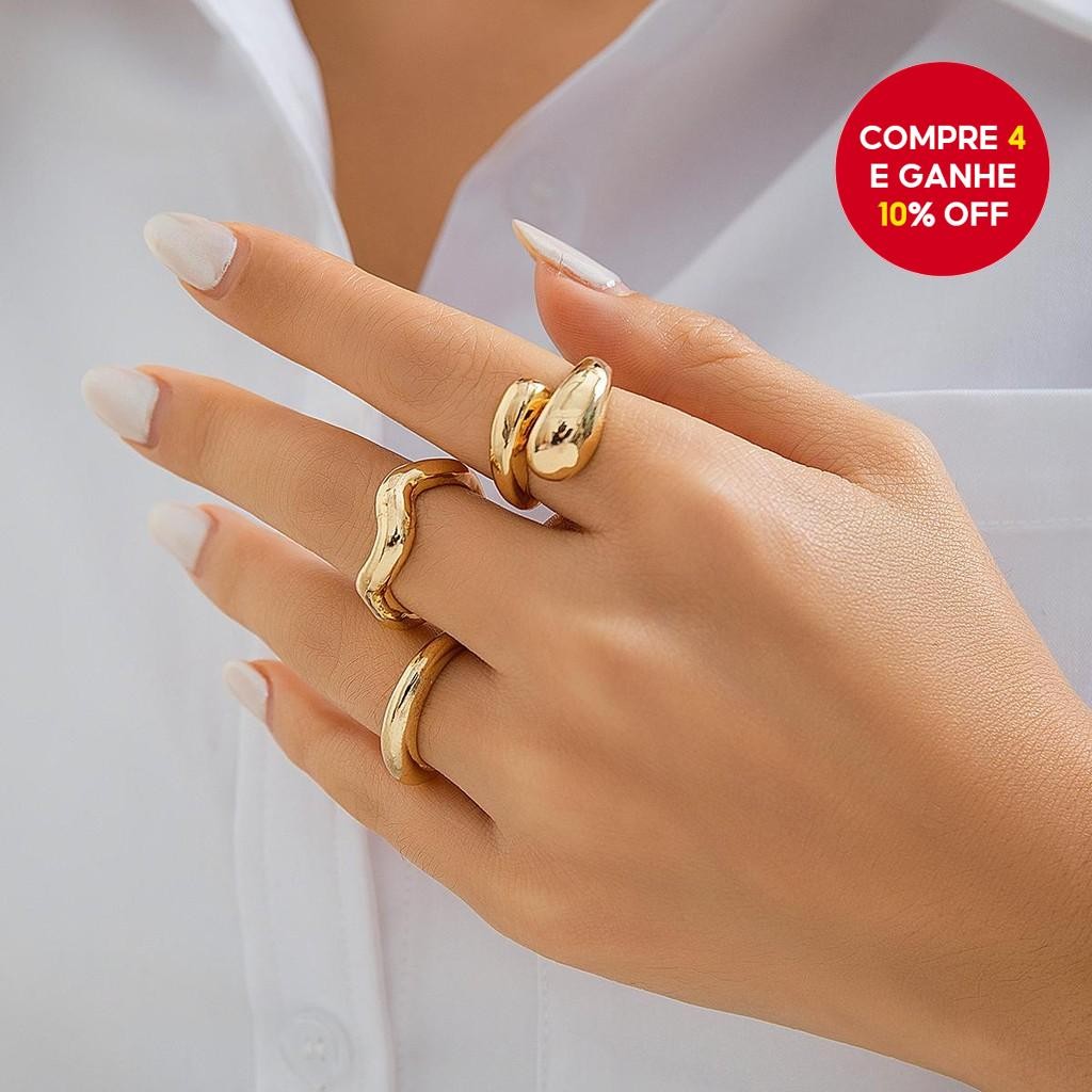 Conjunto De Anéis Wave Hug Empilháveis Joias Boho Para Mulheres E Meninas Presente Moderno