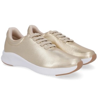Tênis Feminino Dourado Couro Com Elástico Confortável Casual Usaflex AF3224003 em Oferta na Shopee
