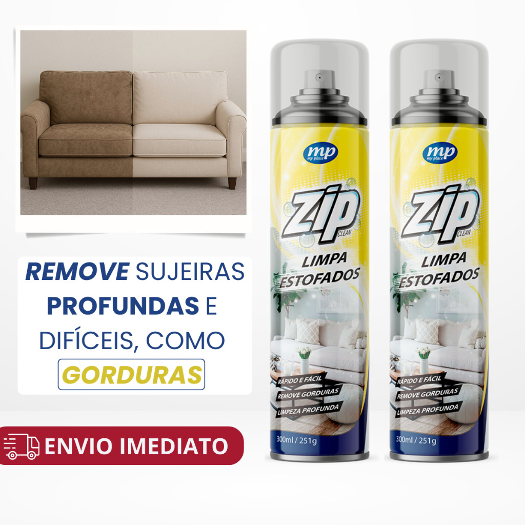 Limpa ESTOFADOS Espuma Para Limpeza de Estofados Spray Zip Clean 300ml