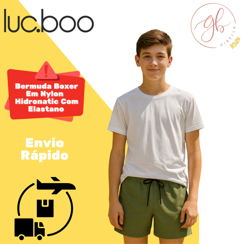 Bermuda Luc.Boo Boxer Em Nylon Hidronatic Verde Hunder Verão