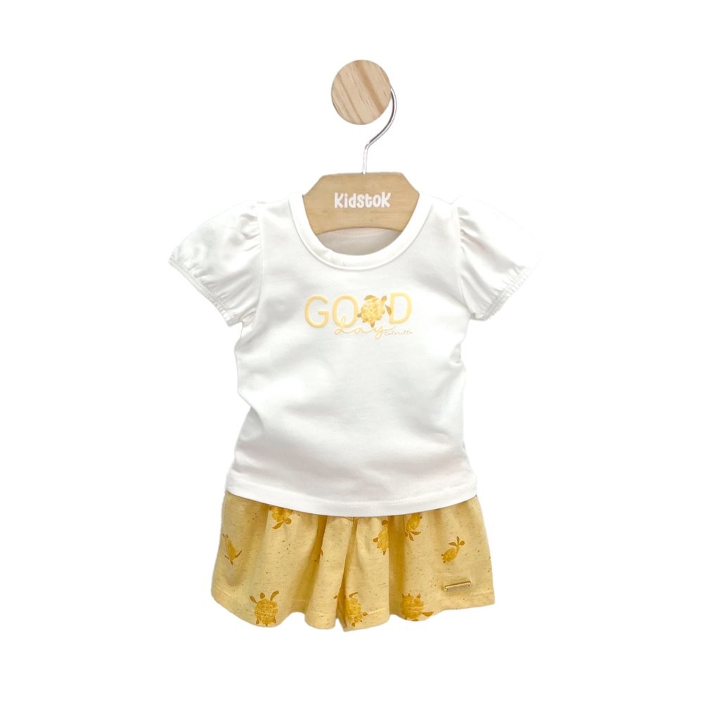 Conjunto Bebê Menina Blusa e Short Malha Tartaruga - Colorittá