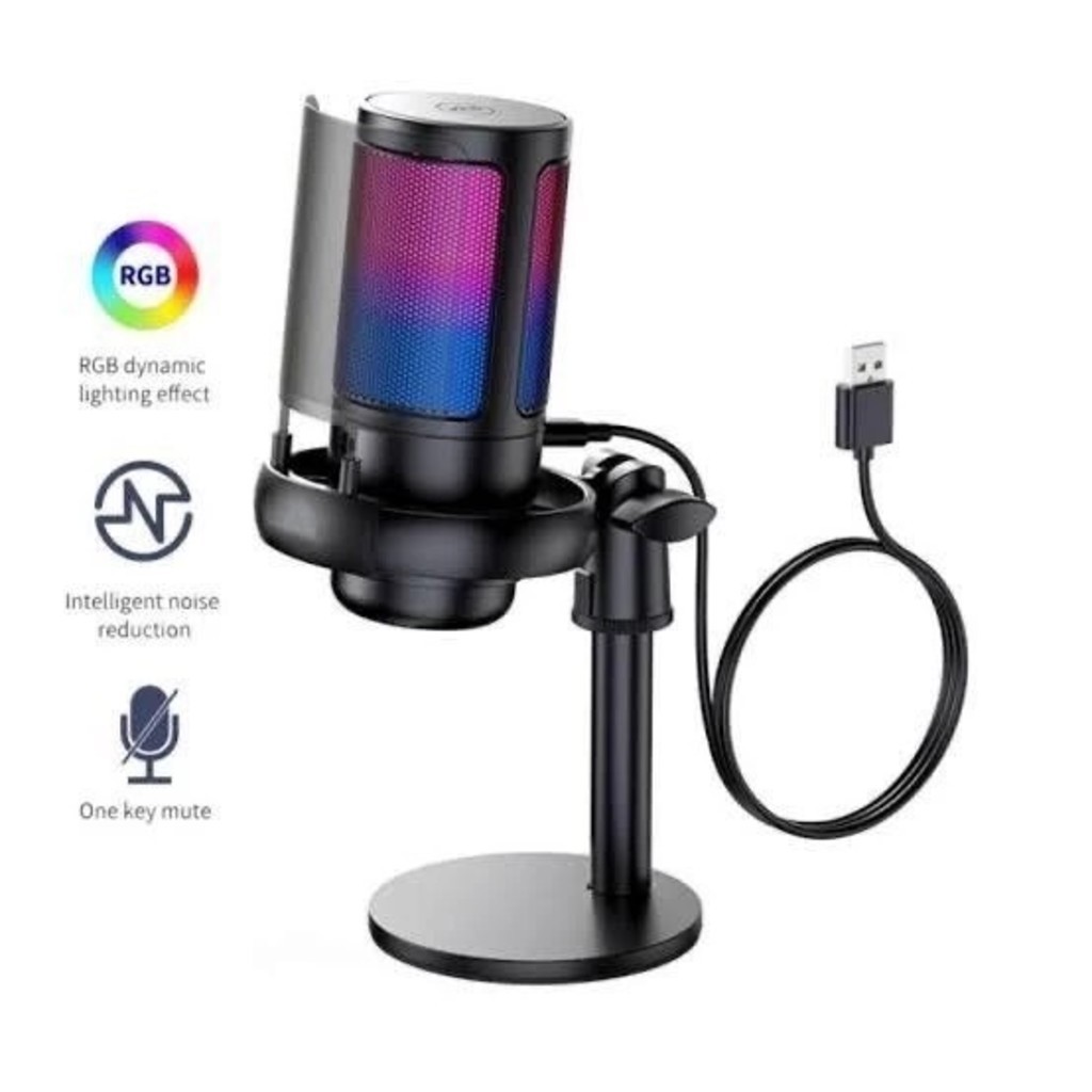Microfone Gamer Condensador Podcast Alta Sensibilidade Rgb Microfones e Gravadores em Oferta na Shopee