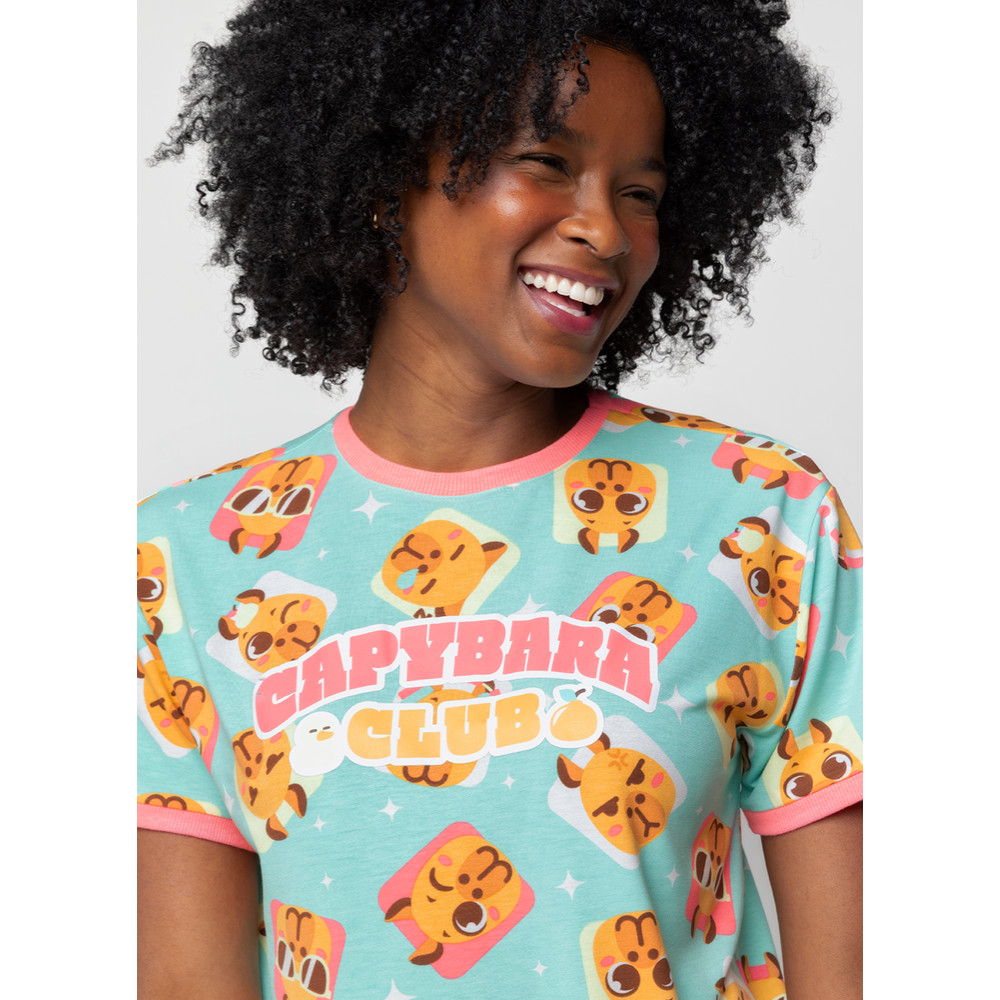 Pijama Manga Curta Viscolycra Feminino Capy Bora - Puket em Oferta na Shopee