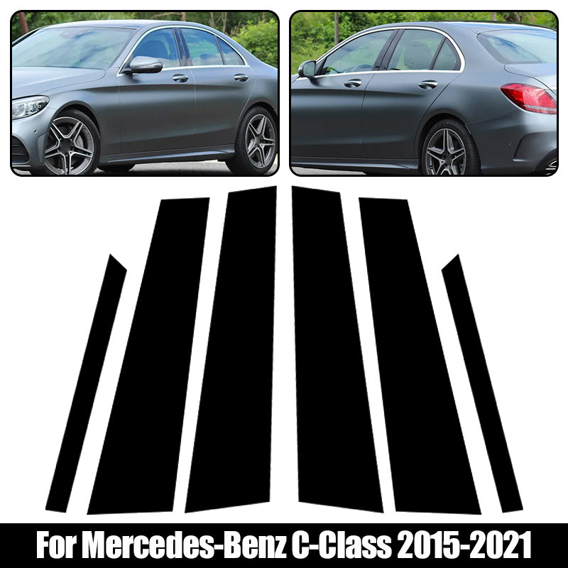 6 Pçs Janela Do Carro Bc Pilar Post Guarnição Adesivos Coluna Central Protetor Capa Tuning Para Mercedes-Benz C-Class 20