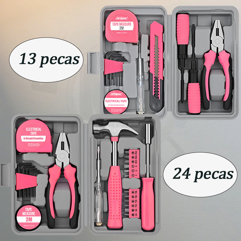 Kit de Ferramentas Rosa ✨ (13pcs & 24pcs & 39pcs) - Perfeito para Reparos Domésticos e DIY