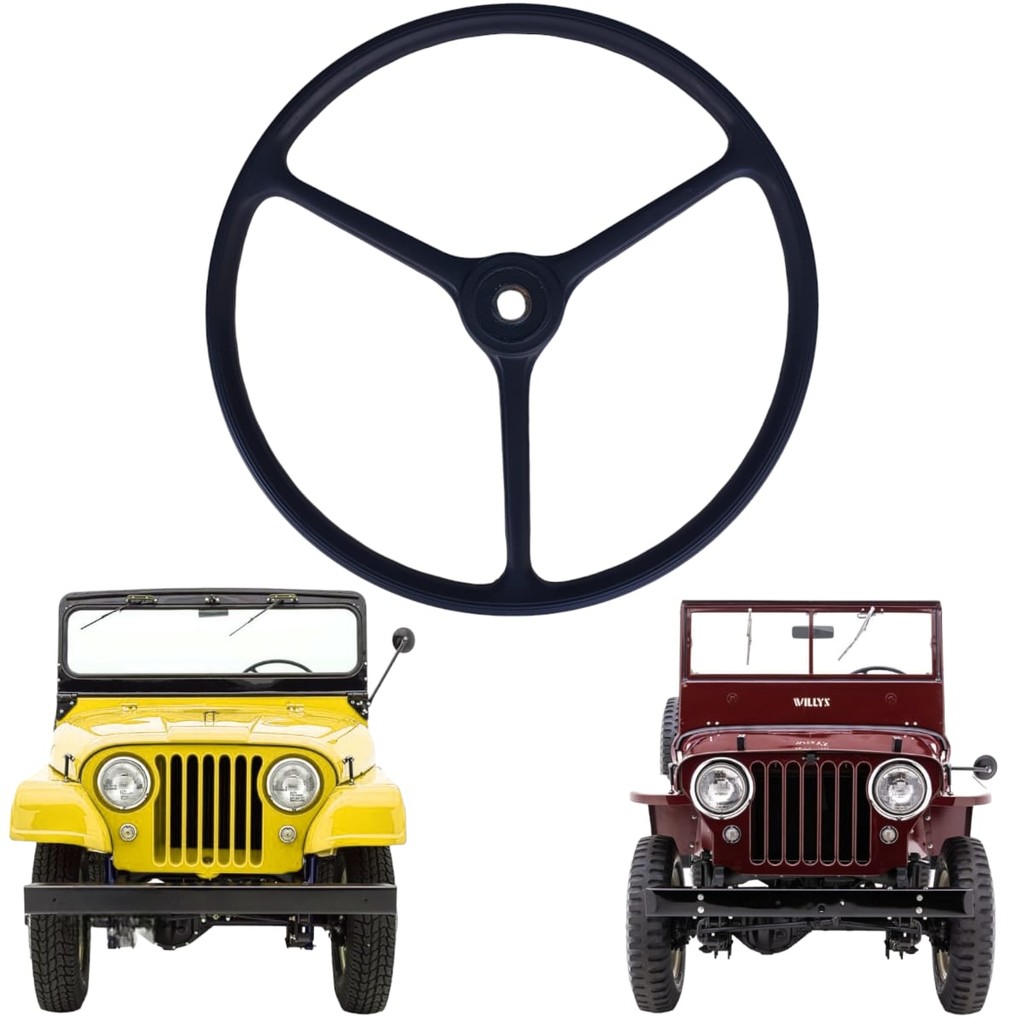 Volante De Direção De 03 Raios Jeep / Rural / F 75 Ford Willys