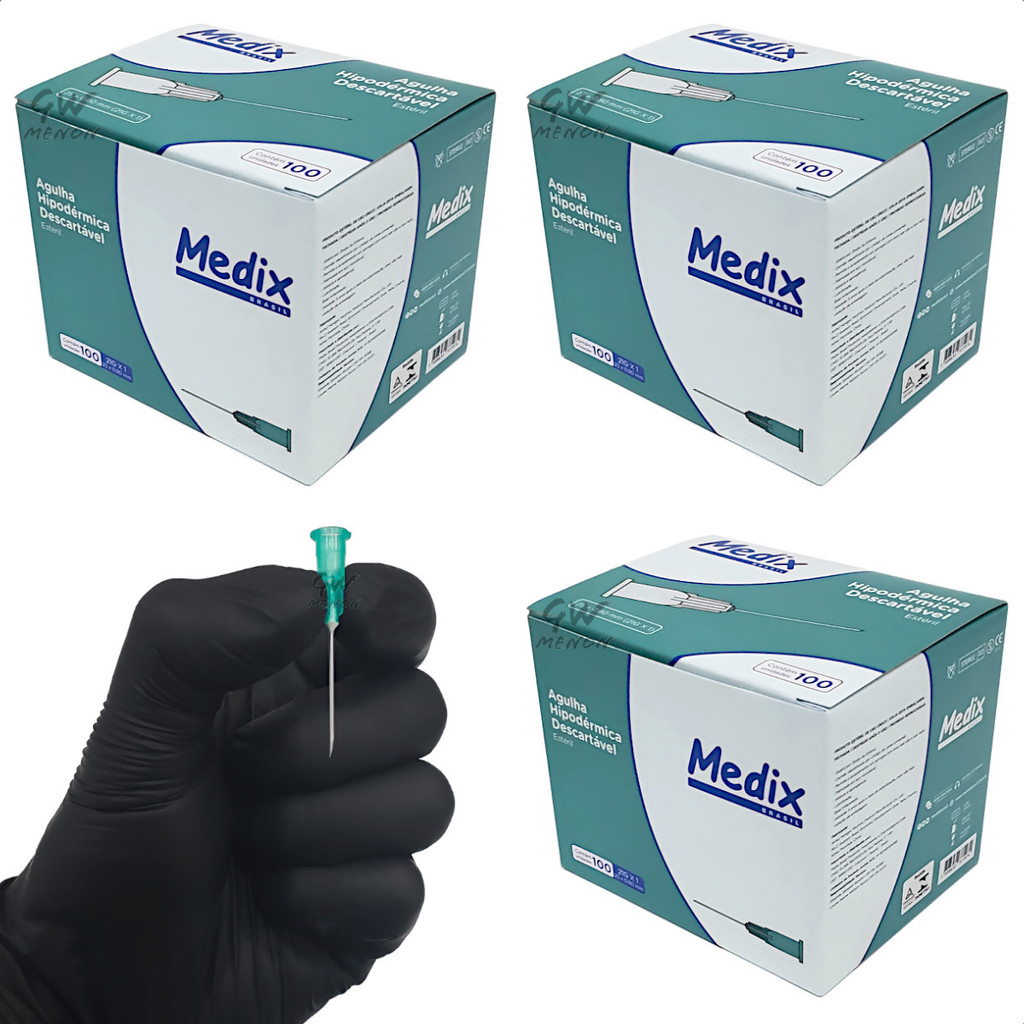 Kit 3 Caixa Agulha Hipodermica Verde 300u 21g 25x8  25x0,80mm 25x0,80 Para Seringa Luer Slip Lock