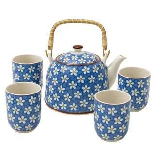 Kit Bule De Chá Com Alça Bambu + 4 Copos E Infusor 900ml em Oferta na Shopee