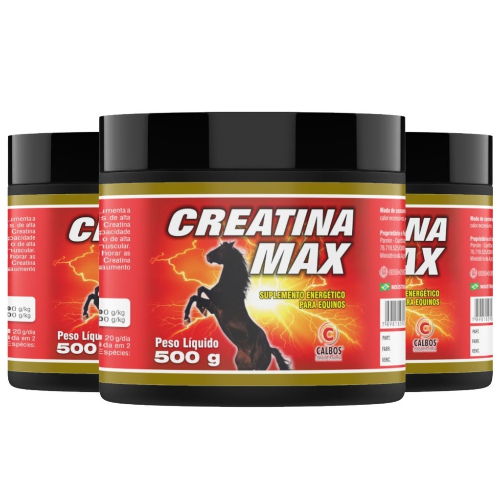 3 Creatina Max Calbos Suplemento para Cavalos Atletas - 500g em Oferta na Shopee