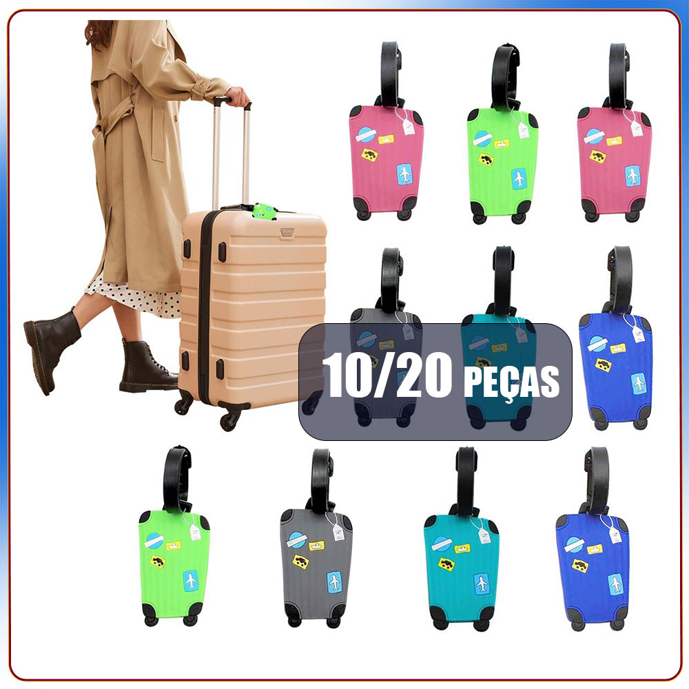 10/20x etiqueta de bagagem de borracha macia em pvc etiqueta de bagagem verificada cores misturadas