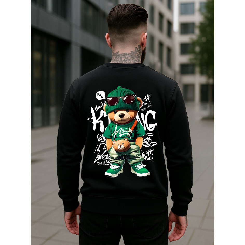 Moletom Ursinho Street Ted Flanelado Estilo Gola Careca