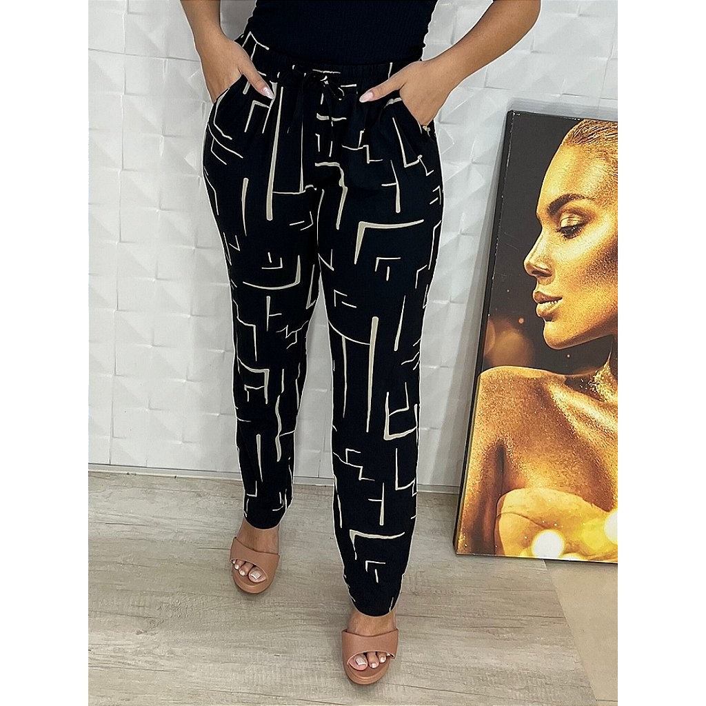 Calça confortável de malha em Oferta na Shopee