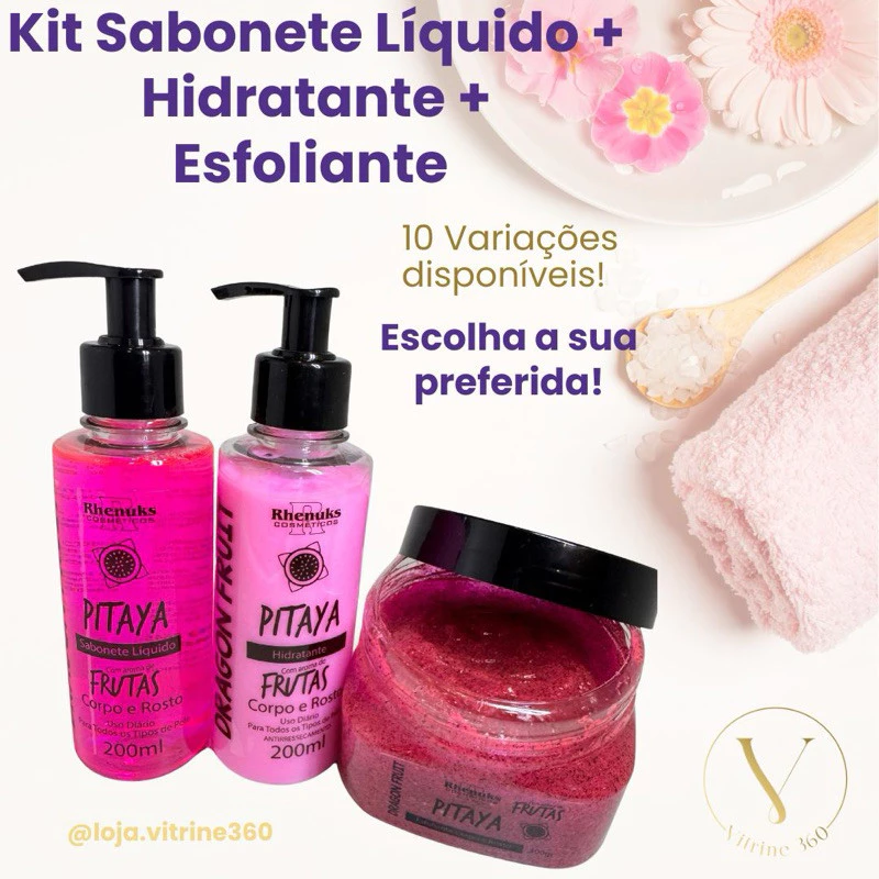 Kit Sabonete + Hidratante + Esfoliante Rhenuks 200ml Corpo e Rosto 10 fragrâncias — imagem 1