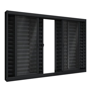 Janela de Aço Veneziana de Correr Central 6 Folhas 100x100cm Aço Pronto Riobras em Oferta na Shopee