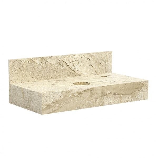Bancada em Porcelanato para Banheiro 80cm Pró para Cuba de Apoio  Travertino