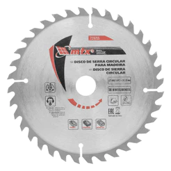 DISCO SERRA CIRCULAR PARA MADEIRA, 185MM (7,1/4POL.) X 22,23MM, 36 DENTES, 1PC // MTX