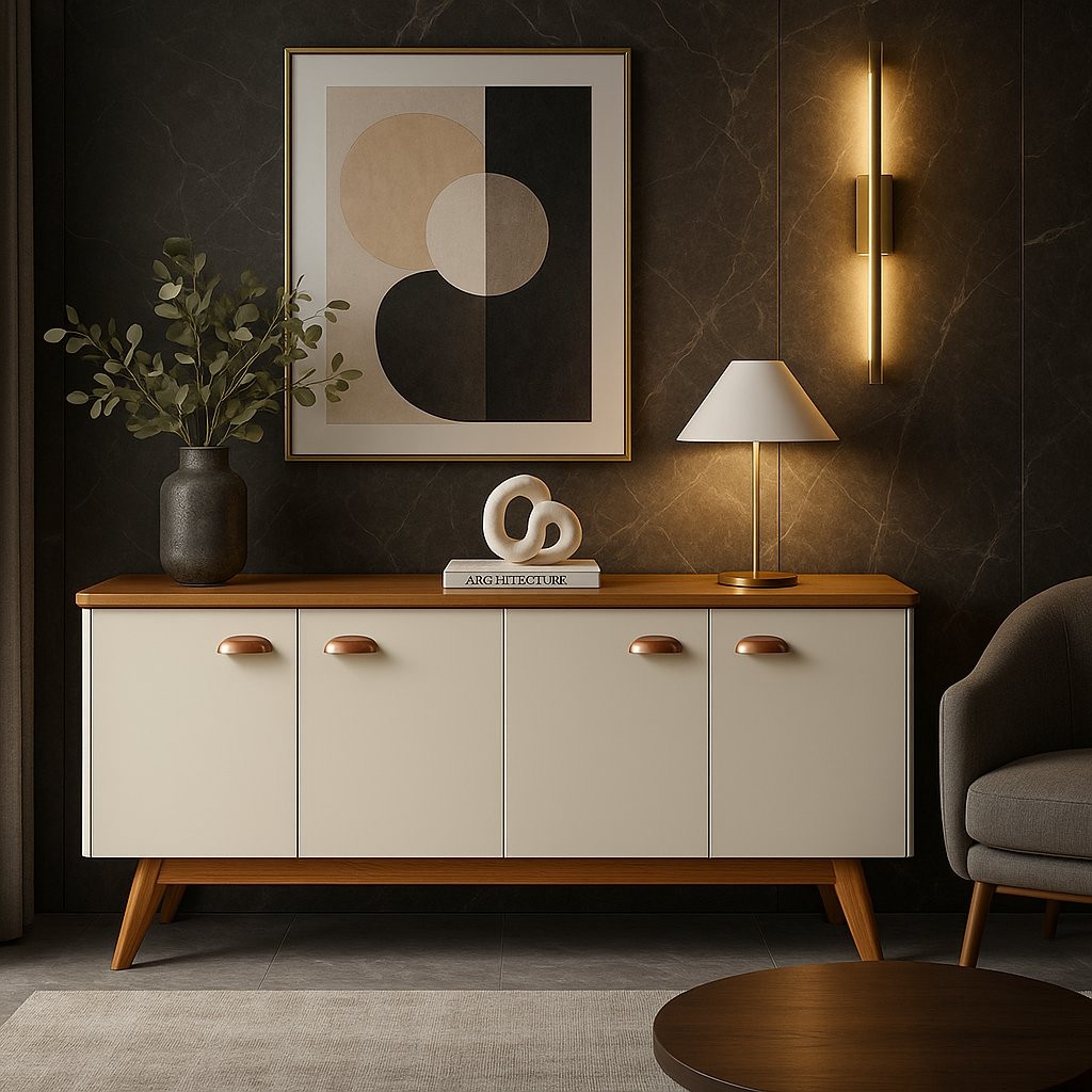 Buffet 4 Portas Atlanta III  Off White em Oferta na Shopee