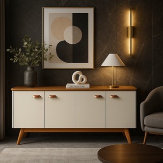 Buffet 4 Portas Atlanta III  Off White em Oferta na Shopee