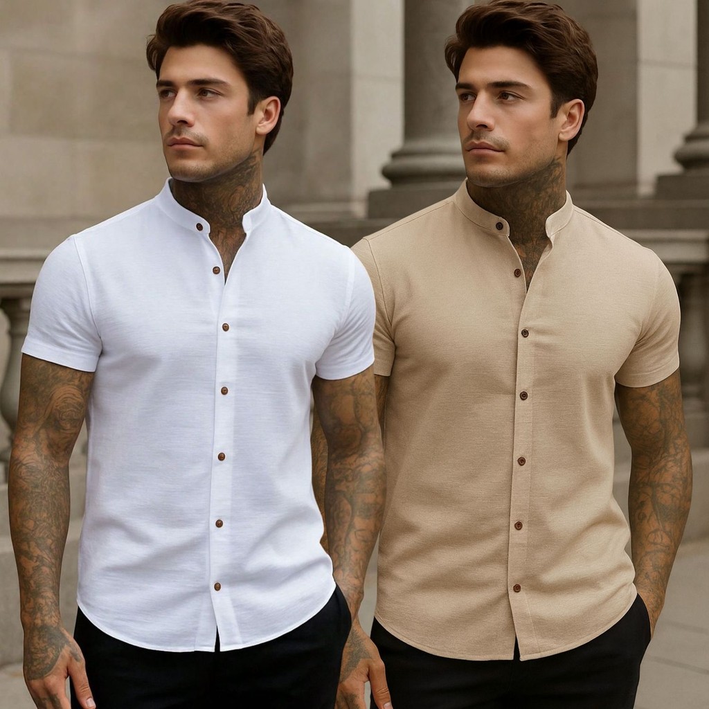 Kit 2 Camisa Masculina Gola Padre Social Manga Curta Premium em Oferta na Shopee