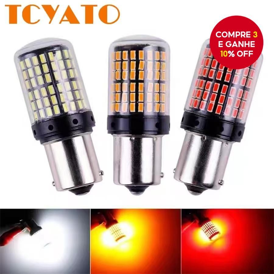 Lâmpadas LED 144LED Ba15s/1156/1157-Sinal De Mudança , DRL , Neblina , Cauda , Freio E Luzes Reversas , 12V , 33SMD Verm