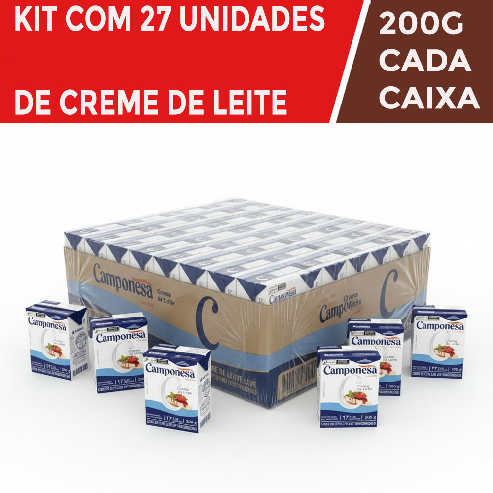 Kit 27 Creme De Leite 17% De Gordura 200g Camponesa em Oferta na Shopee