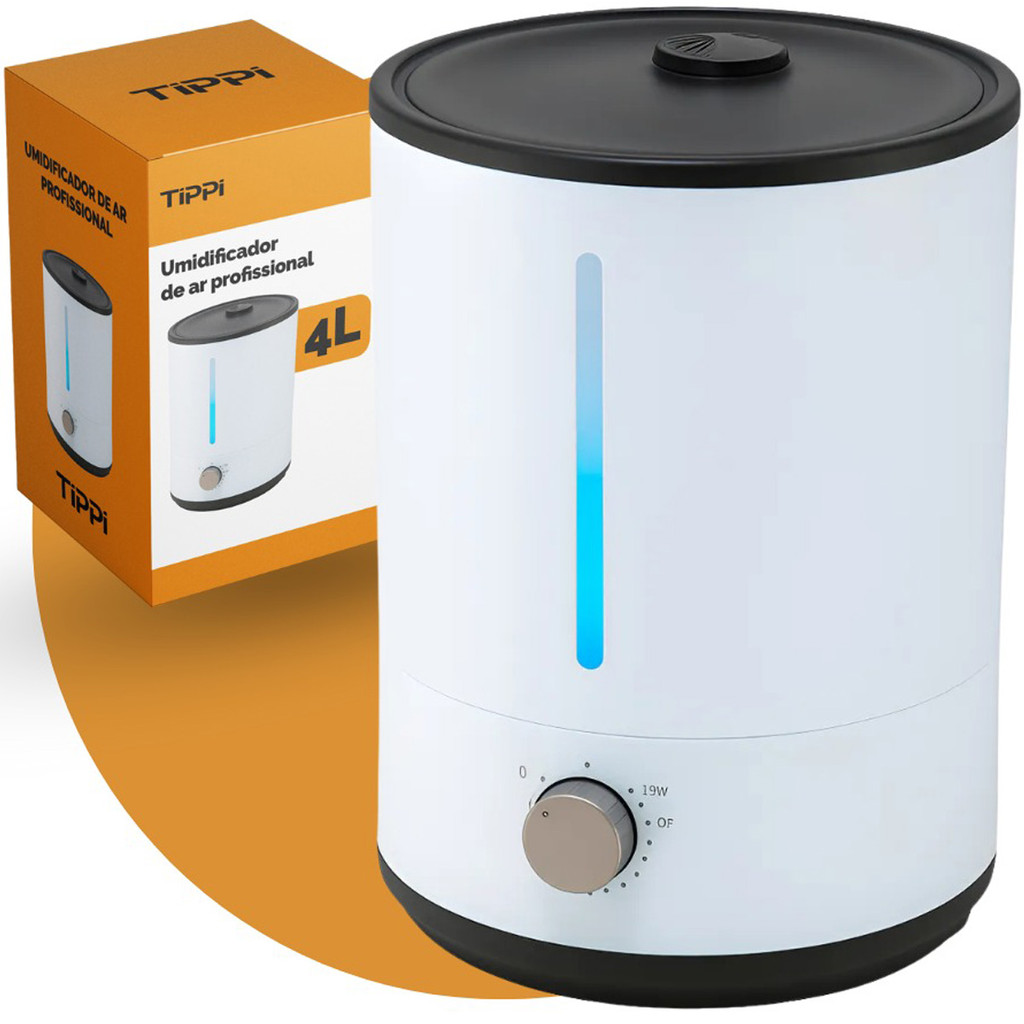Umidificador De Ar Ultrassônico 4 Litros Grande Saída 360° Vapor Silencioso Direcionável Tippi