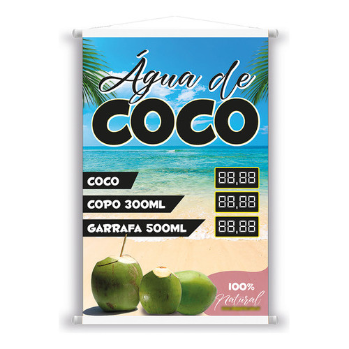 Banner De Água De Coco - Preço Editável