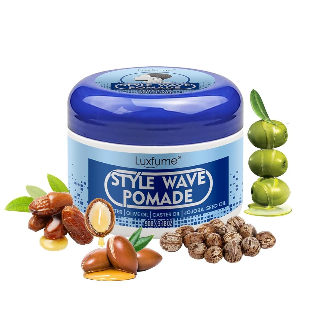 Pomade for Men, 360 Wave Training and Wolfing Grease, Natural Wave Butter Cream with Shea Butter and Jojoba Seed Oil for