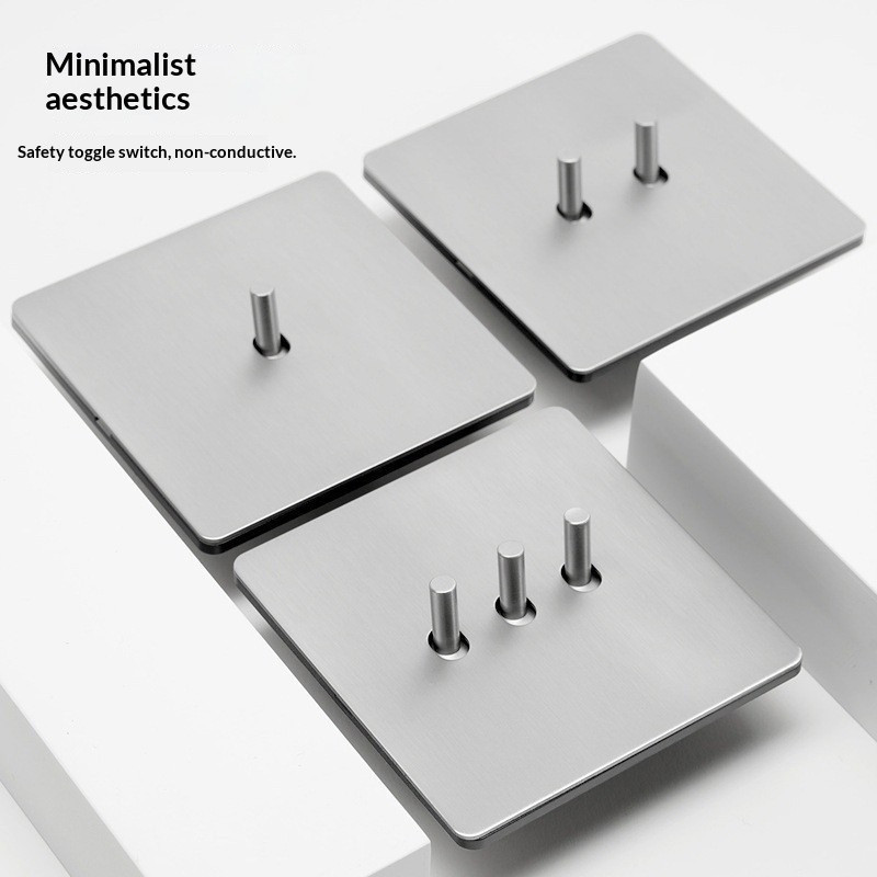 Interruptor Toggle Retrô Americano Tomada Europeia Modelo 86 Placa Aço Inox Escovado Fosco Para Casa e Pousada