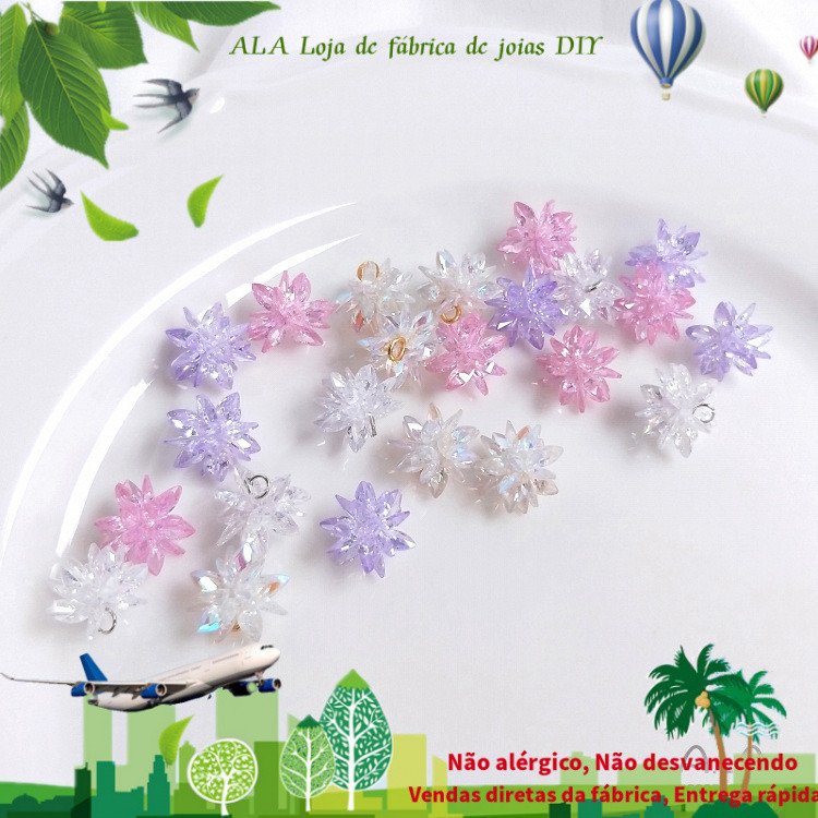 Feito à mão DIY jóias acessórios tecido cavalo globo ocular zircão bola de flor de gelo Gypsophila bola de cristal floco