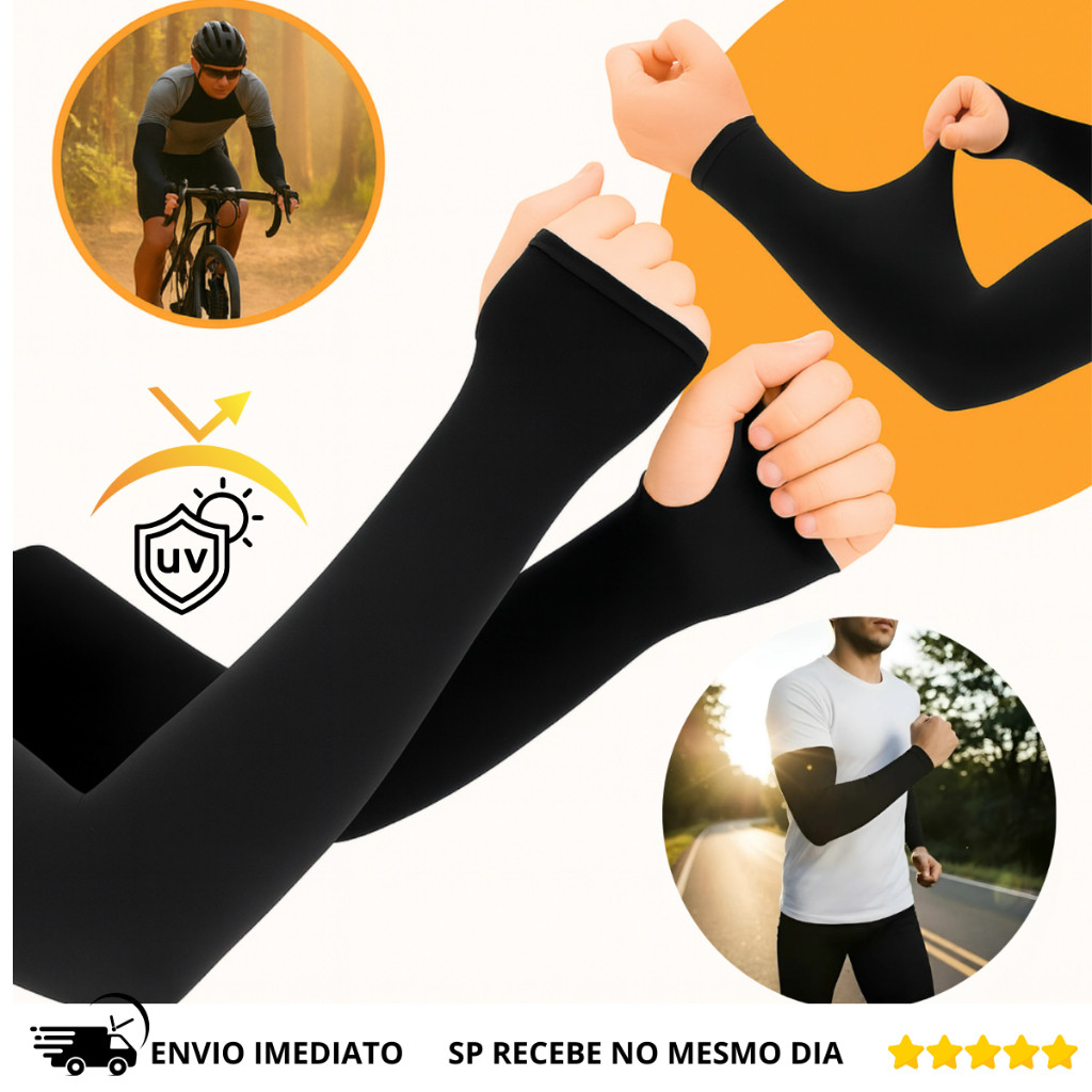 1/2/3 Pares Manguito Proteção Solar UV Fina Braço Seda Masculina Feminina Respirável 40cm lado esquerdo direito
