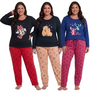 Pijama Feminino Personagem Plus Size / Pijama de Inverno / Pijama Longo